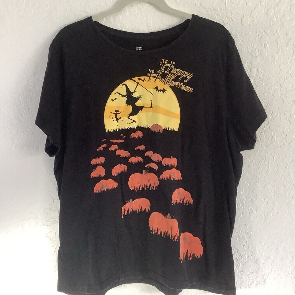 HAPPY HALLOWEEN-Size 3XL (22-24) Short Sleeve T Shirt WITCH, CAT,‎ BAT, PUMPKINS - Picture 2 of 7